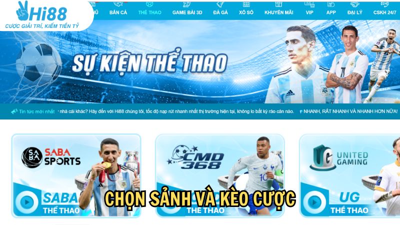 Chọn sảnh cược và theo dõi đặt cược xiên